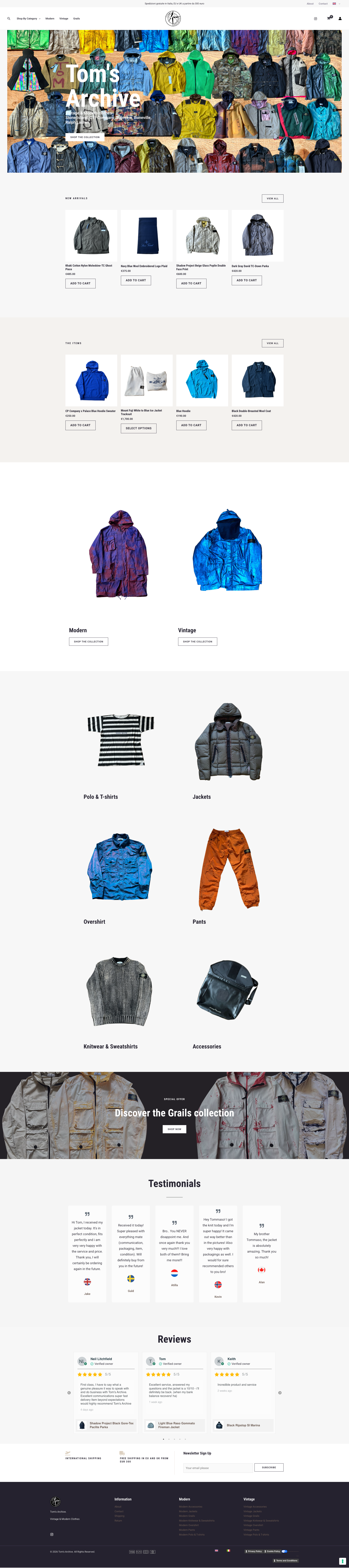 Sito web per artista fotografo — Tom's Archive