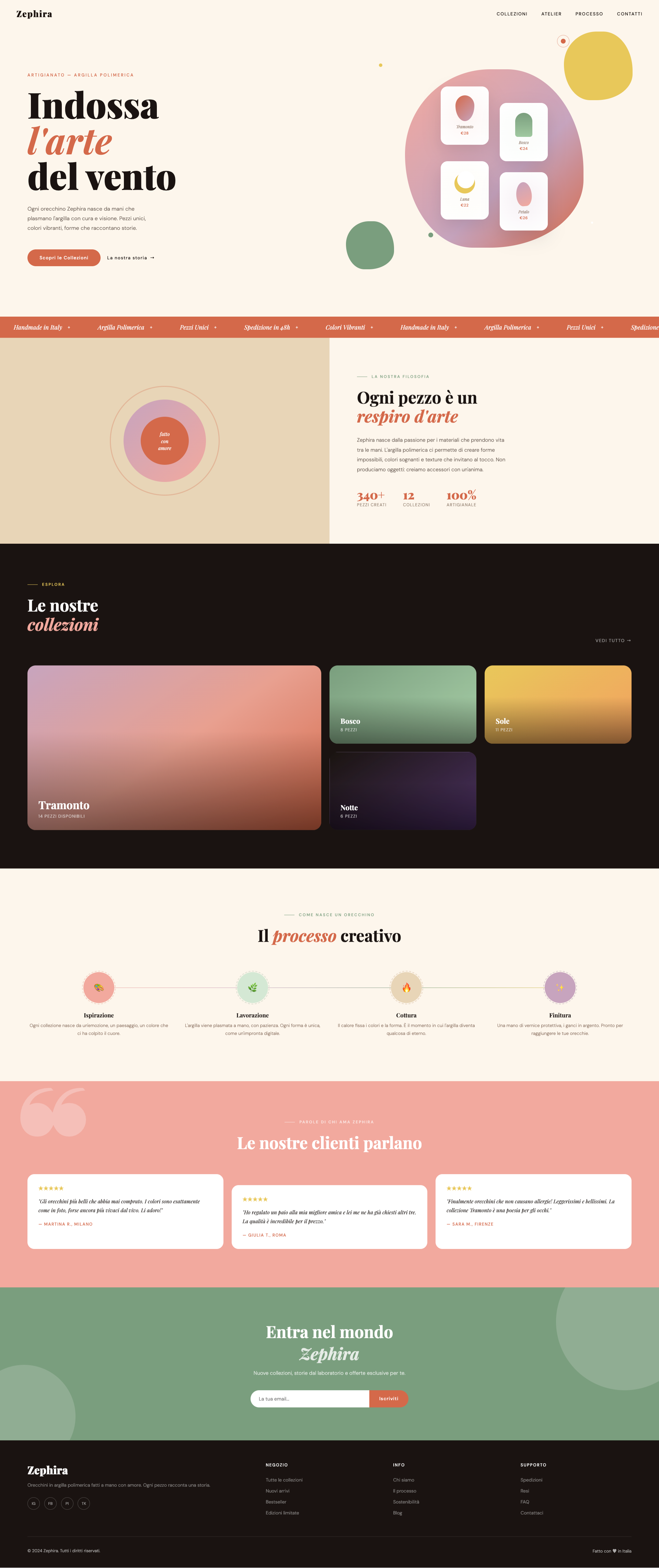 Sito web su misura per brand creativo — Zephira